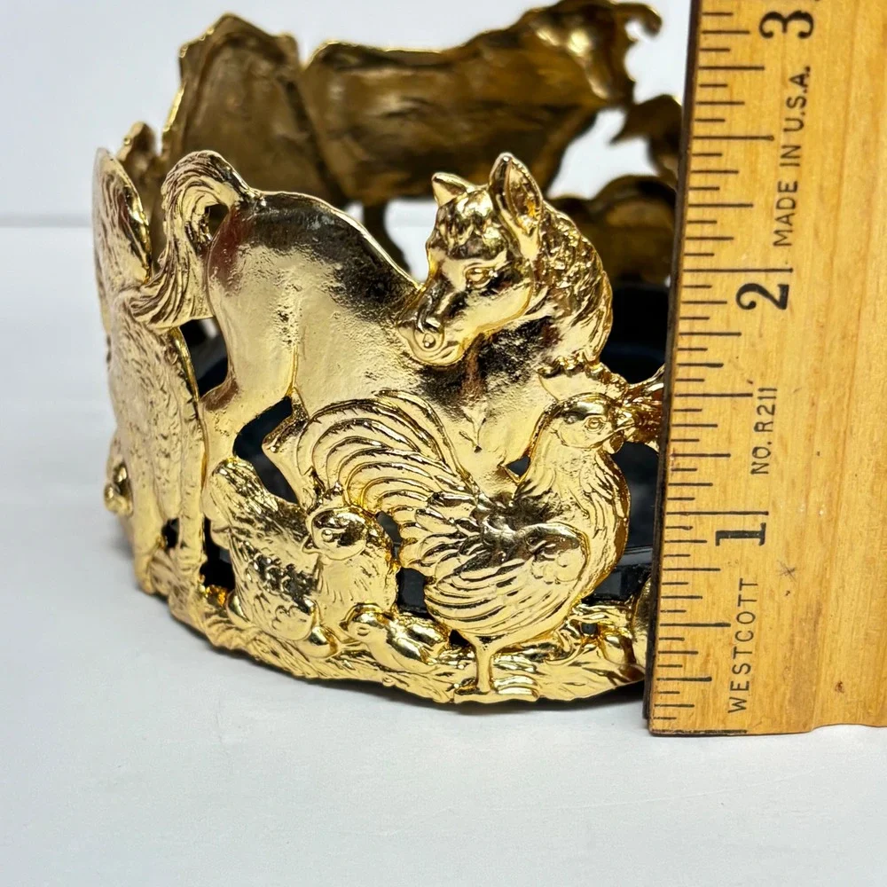 Arthur Court Farm Life Wine Coaster Gold Tone Wine Animal Bottle Coaster Rare